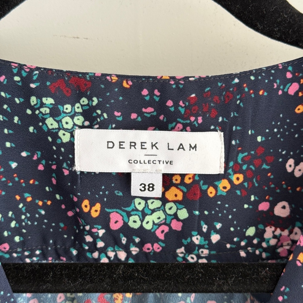Derek Lam Navy Blue Floral Midi Dress, Size 38 (US size 8) - Picture 5 of 11